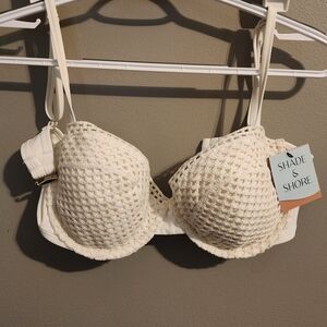 Shade & Shore Cream Textured Underwire Bikini Top